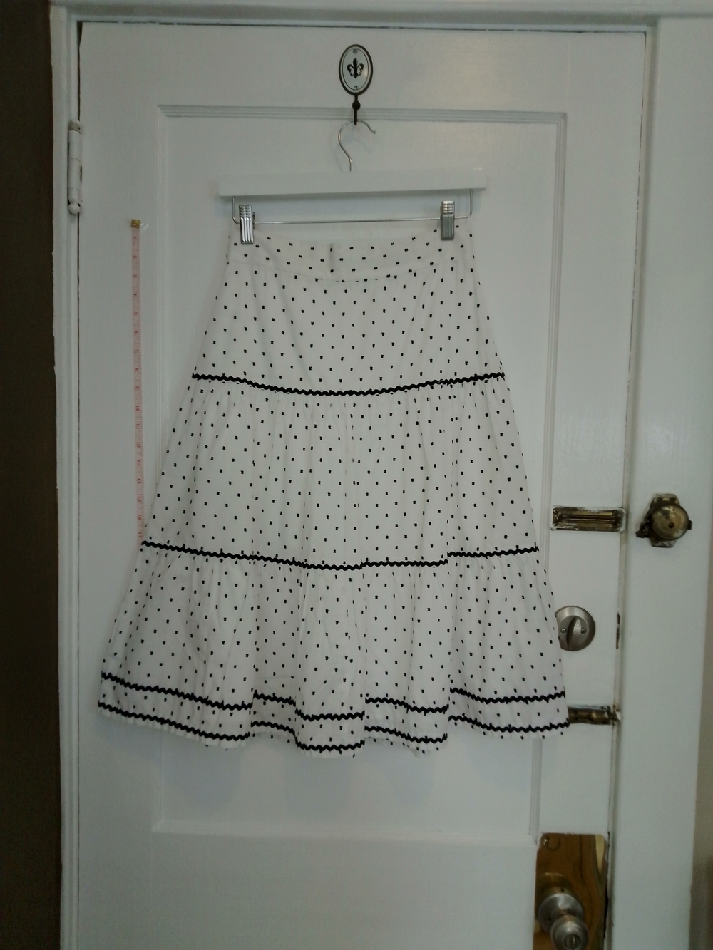 Ann Taylor White Skirt with Black Polka Dots and Trim